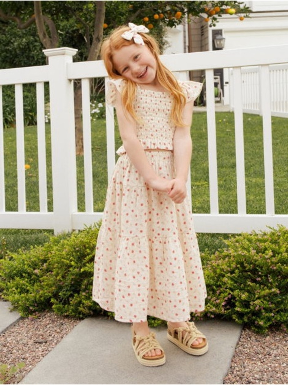 Rylee + Cru | Tiered Midi Skirt || Strawberry Field